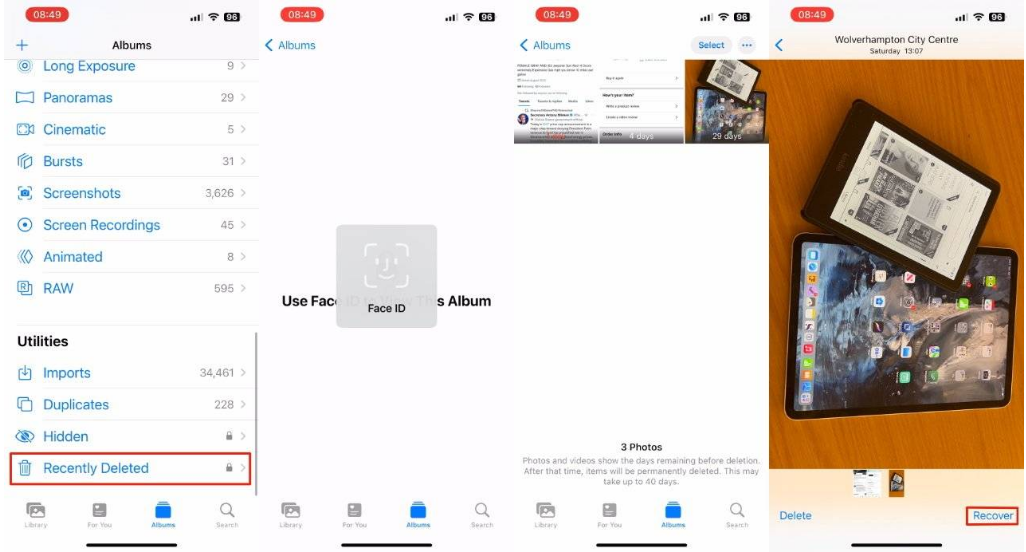 青龙苹果14维修分享 iPhone14 上恢复已删除的照片 